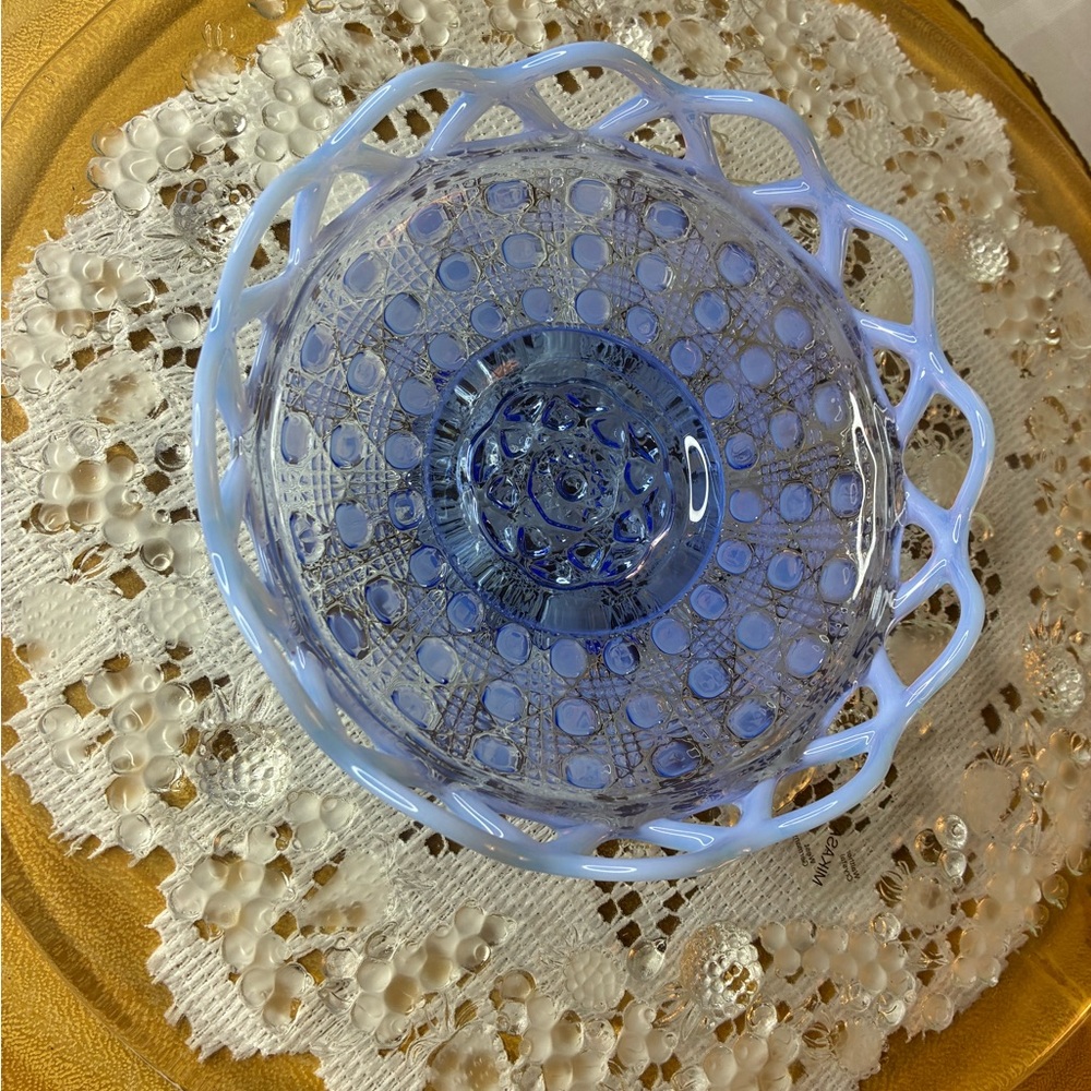 Opalescent Katy blue sugar cane bowl